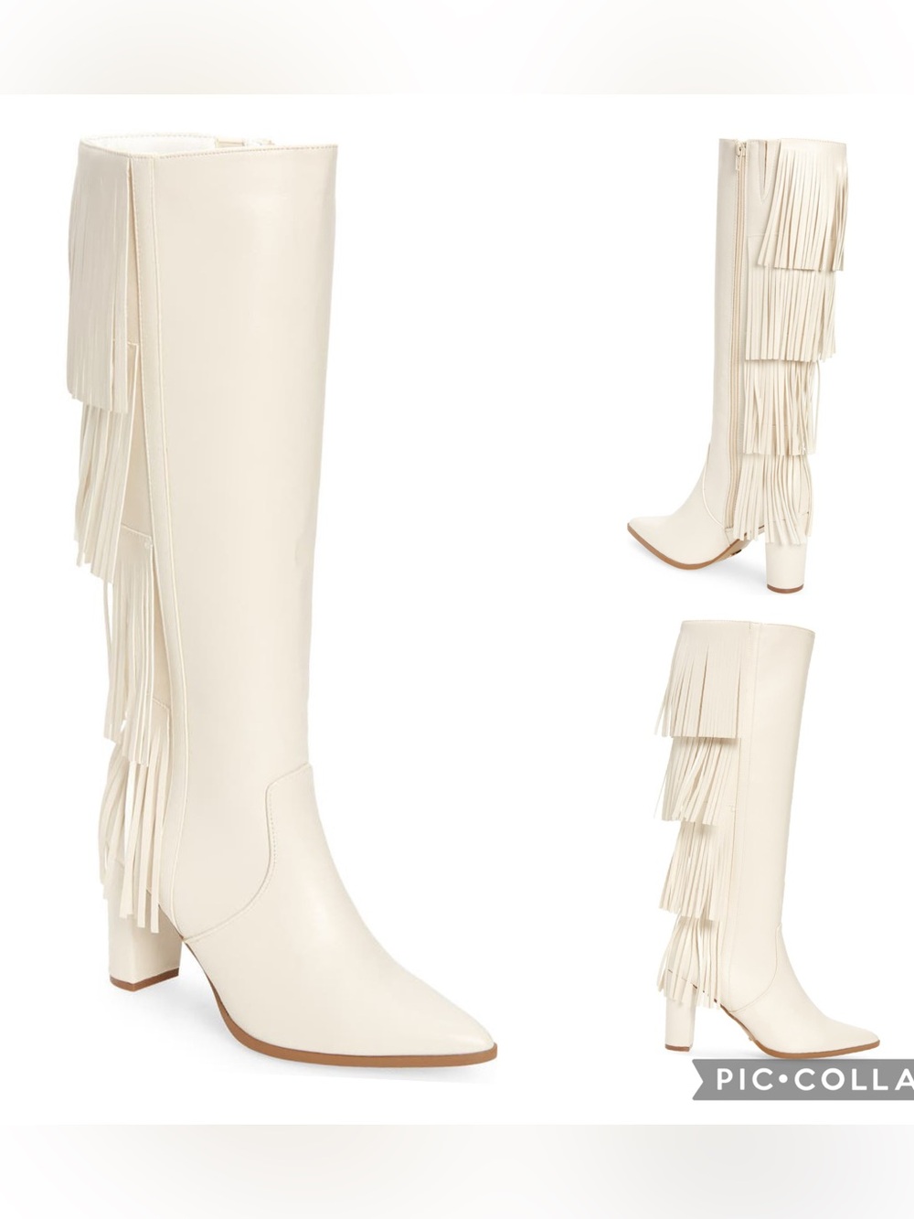Bellini Zaneta Ivory Fringe Wide Calf Western Knee High Boots Size 7 - Picture 13 of 13